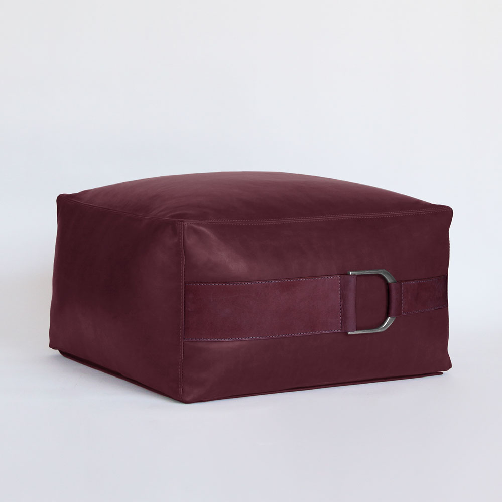 Square Leather pouf